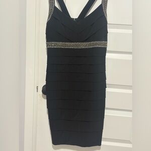 White House Black Market Instantly Slimming Black Bandage Dress Size 14